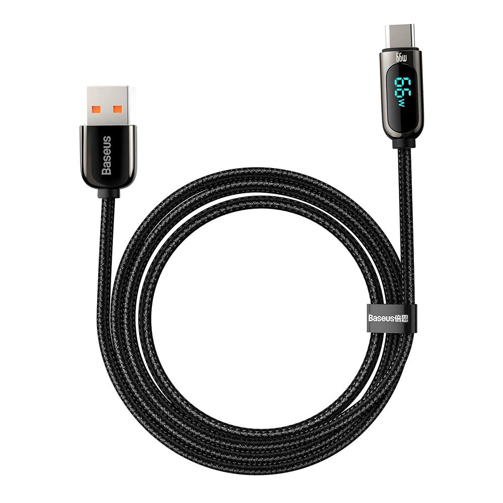 Baseus Display Fast Charging 66W USB-A till USB-C-kabel - 1m - Svart