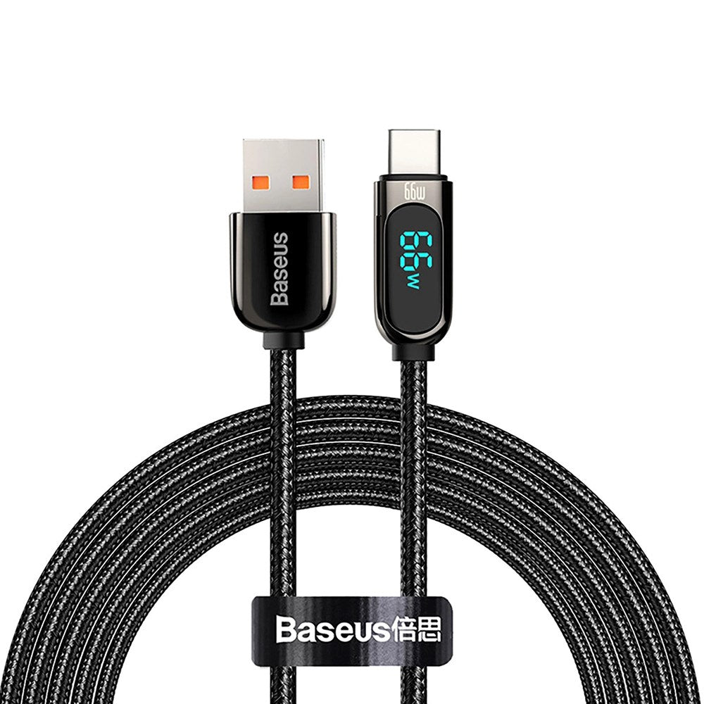 Baseus Display Fast Charging 66W USB-A till USB-C-kabel - 1m - Svart