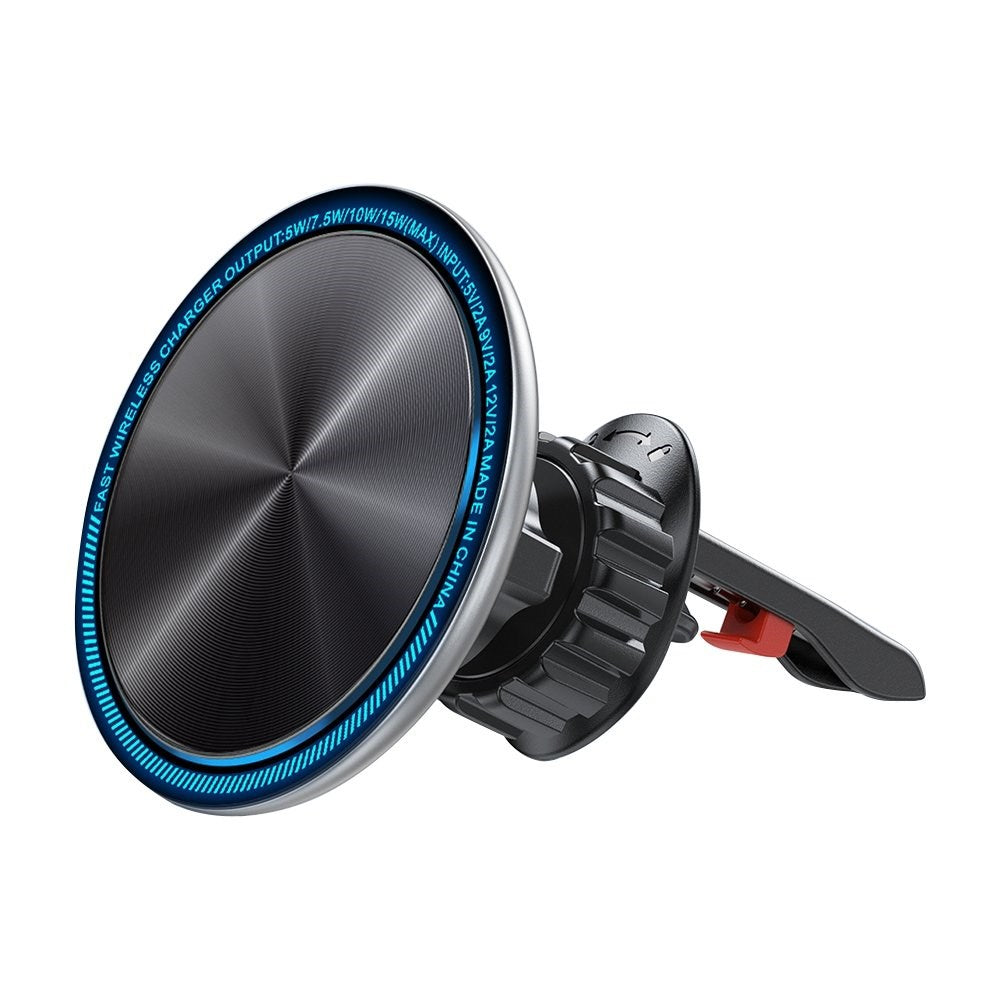 Joyroom Magnetisk Mobilhållare med LED & 15W Trådlös Laddning - Ventilationssystem - MagSafe-kompatibel - Svart