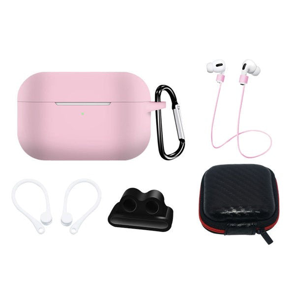 Hurtel AirPods Pro (1 & 2. gen.) Silikon Case Set med Nackrem & Öronkrok - Rosa