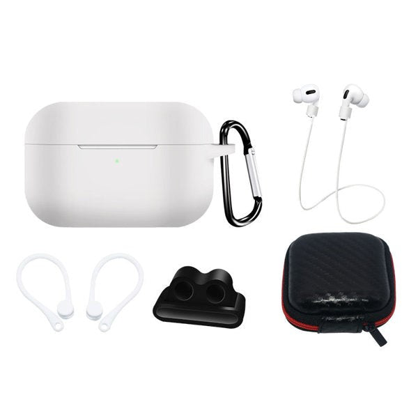 Hurtel AirPods Pro (1 & 2. gen.) Silikon Case Set med Nackrem & Öronkrok - Hvit