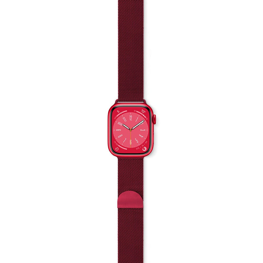 Apple Watch (42/44/SE/45/46/49mm) Epico Milanese Rostfritt Stål Armband - Red