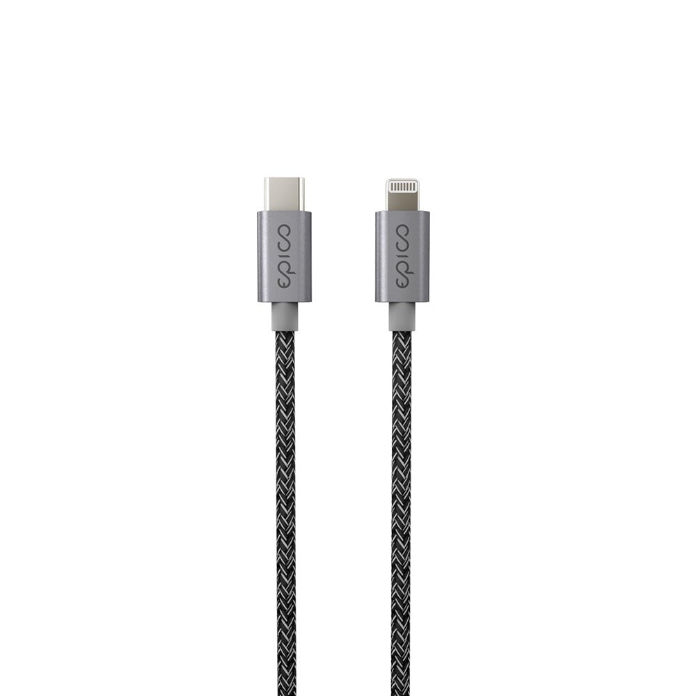 Epico Braided USB-C till Lightning Kabel PD 60W - 120cm - Grå