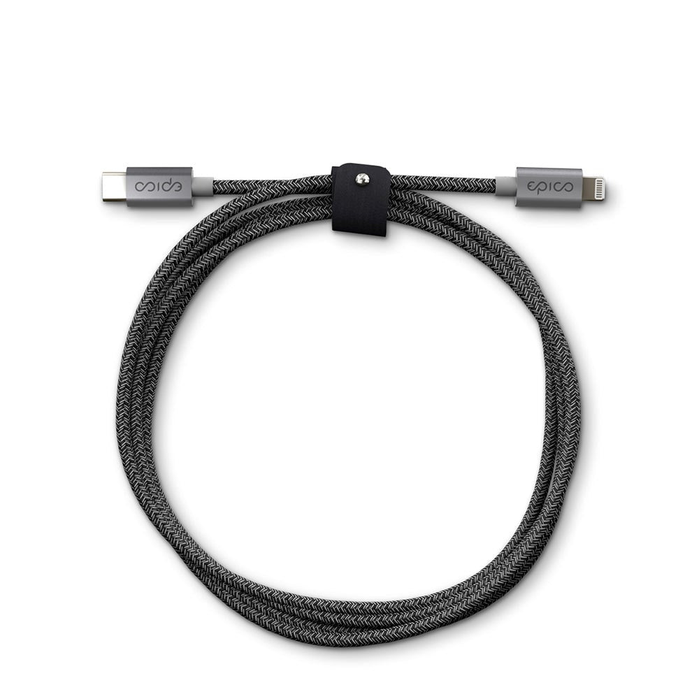 Epico Braided USB-C till Lightning Kabel PD 60W - 120cm - Grå