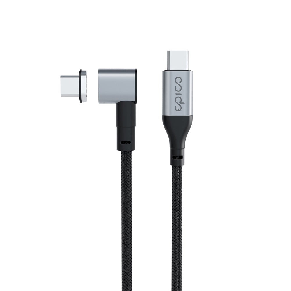 Epico Magnetisk Vinklad USB-C till USB-C Kabel 100W - 2m - Svart