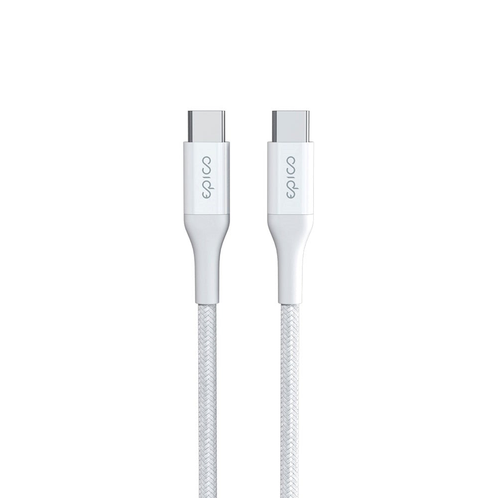 Epico Braided USB-C till USB-C Kabel PD 100W - 200cm - Vit