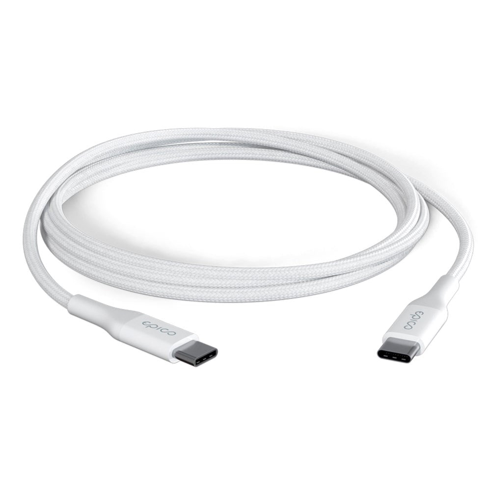 Epico Braided USB-C till USB-C Kabel PD 100W - 200cm - Vit