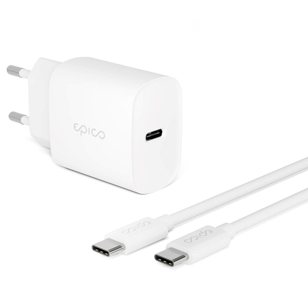 Epico Väggladdare PD 20W m. USB-C till USB-C - Vit