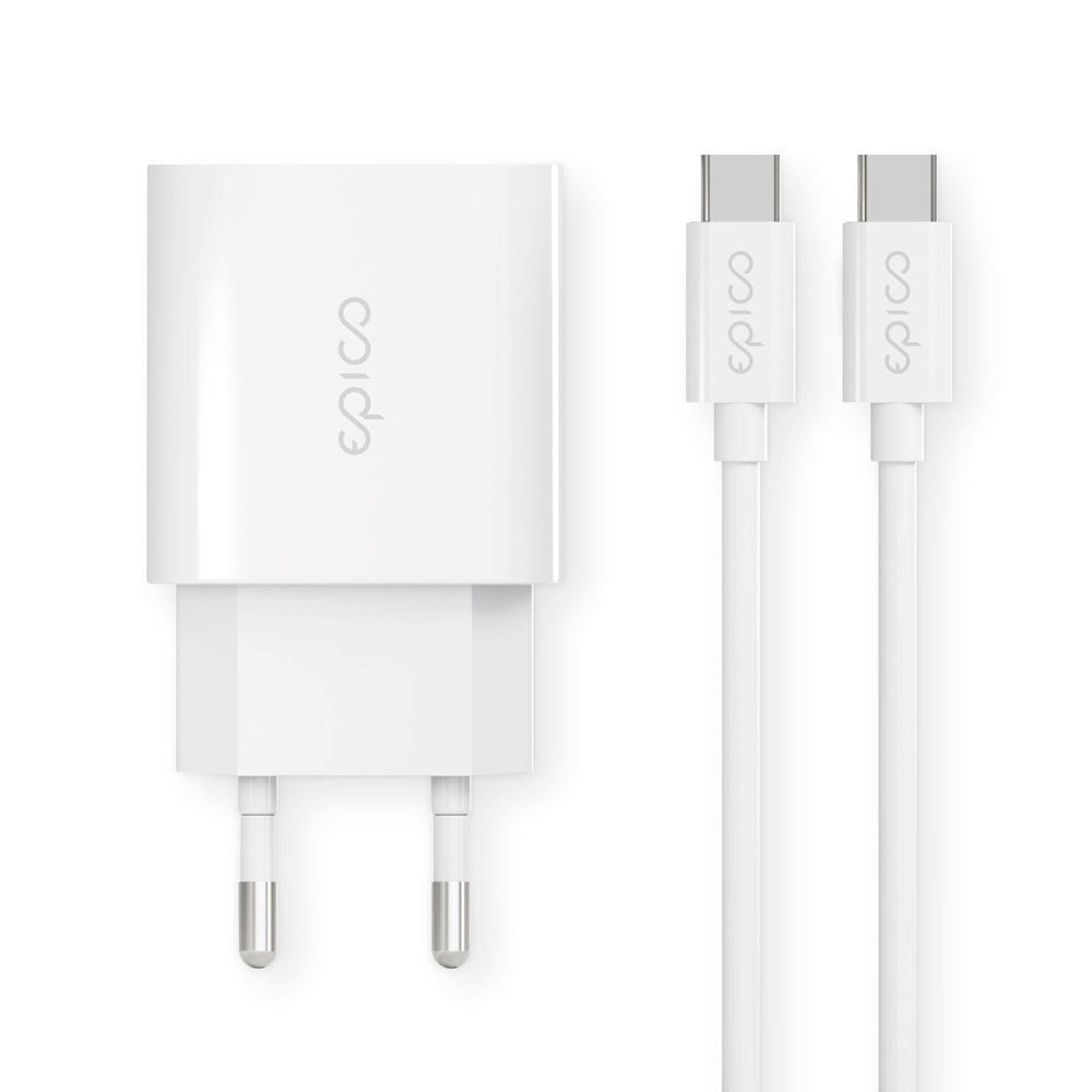 Epico Väggladdare PD 20W m. USB-C till USB-C - Vit