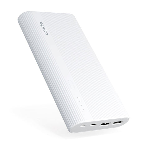 Epico Powerbank Multiport m. 2 x USB-A og 1 x USB-C - 20.100 mAh - Vit