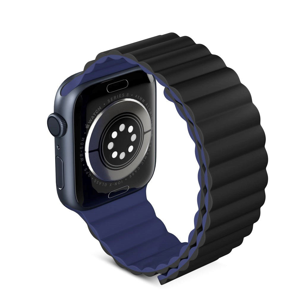 Apple Watch (42/44/SE/45/46/49mm) Epico Magnetisk Silikon Armband - Svart / Blå