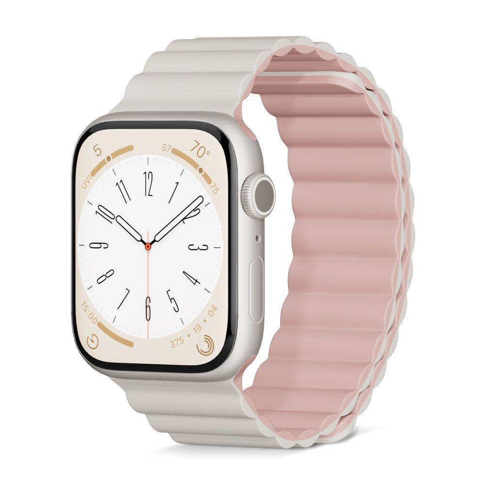 Apple Watch (42/44/SE/45/46/49mm) Epico Magnetisk Silikon Armband - Grå / Rosa