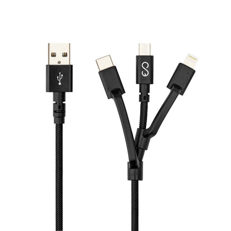 Epico 3in1 Multikabel - USB-C / Lightning / Micro USB - Svart