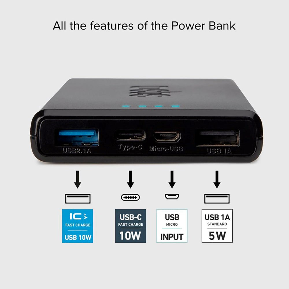 SBS Powerbank med 2x USB-A & 1x USB-C 10W - 10.000 mAh - Svart