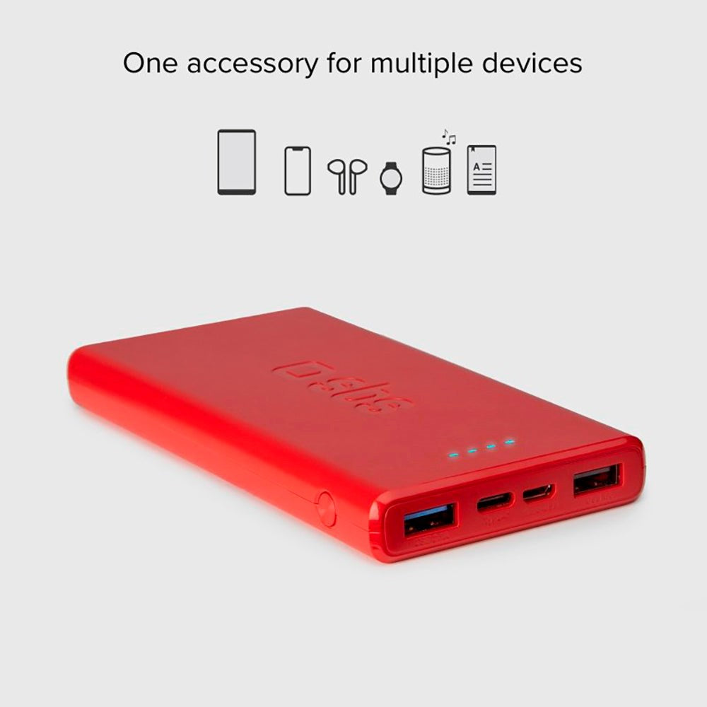 SBS Powerbank med 2x USB-A & 1x USB-C 10W - 10.000 mAh - Röd