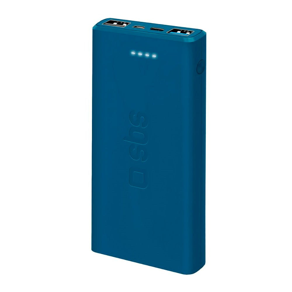 SBS Powerbank med 2x USB-A & 1x USB-C 10W - 10.000 mAh - Blå