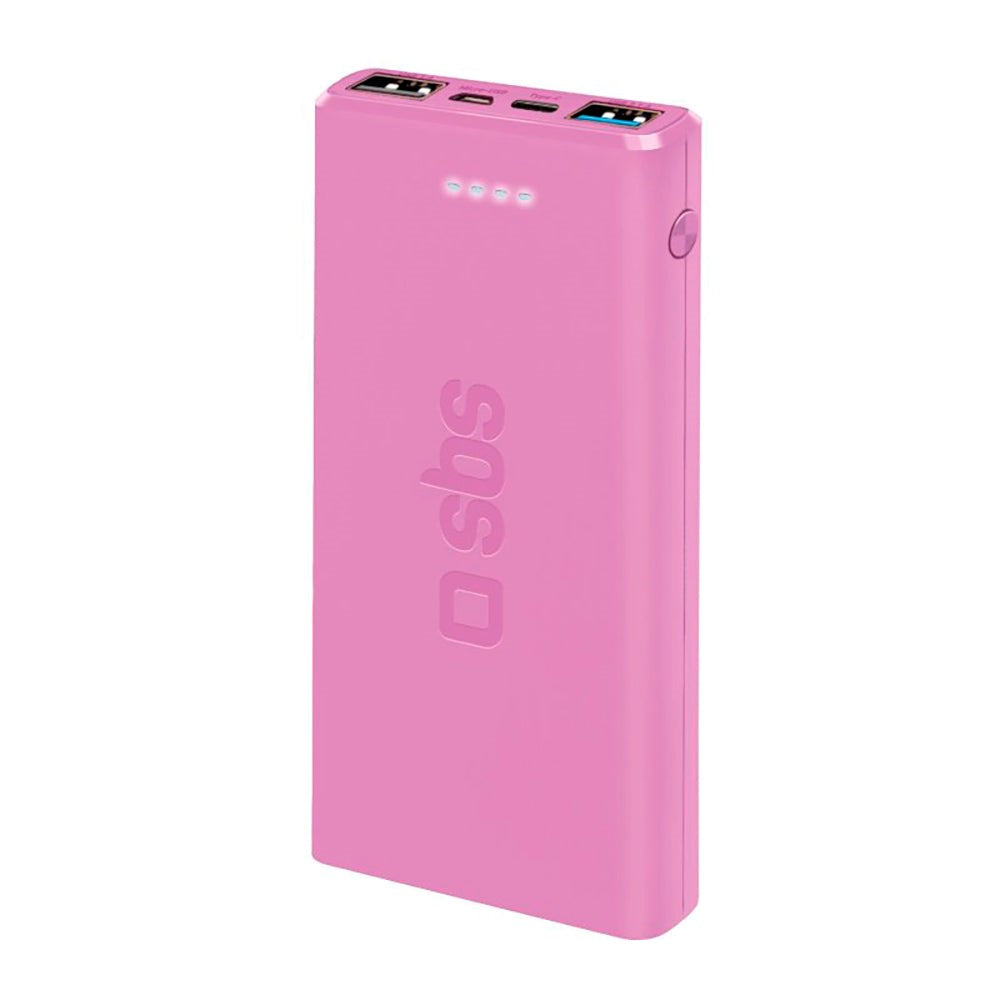 SBS Powerbank med 2x USB-A & 1x USB-C 10W - 10.000 mAh - Pink