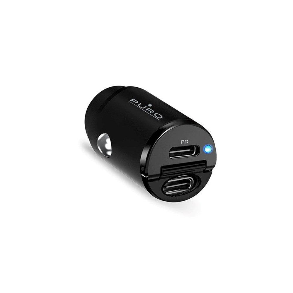 Puro PD 30W Mini Billaddare med 2 x USB-C - Svart