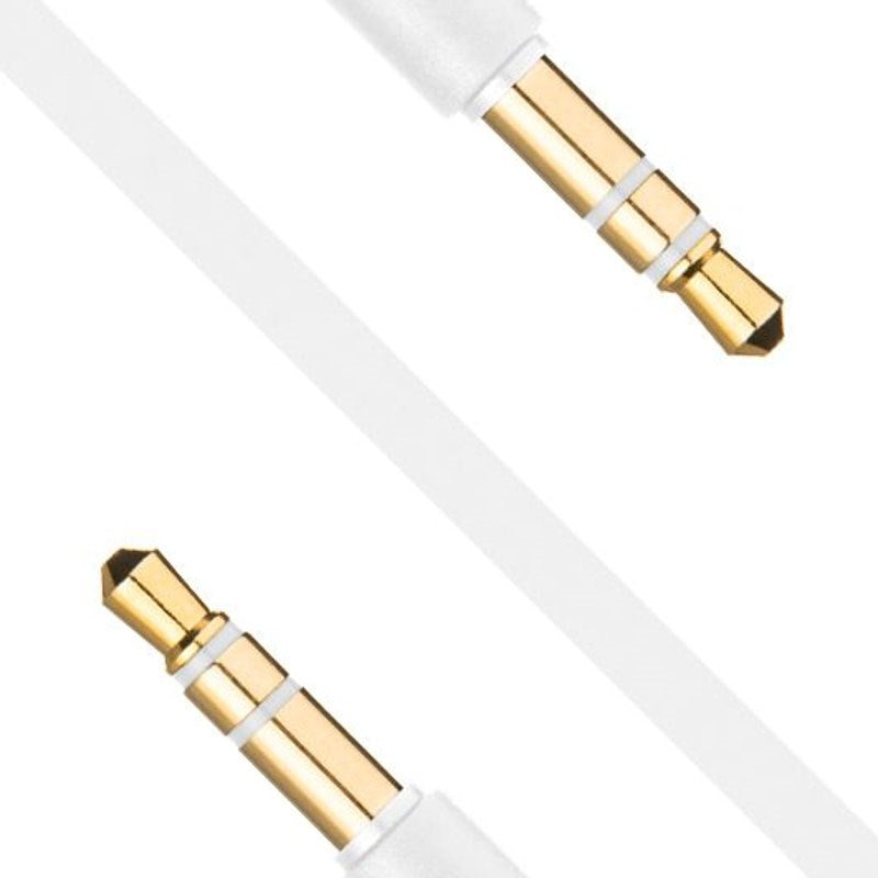 Fixed AUX Kabel – 3.5mm Minijack – 1m - Vit