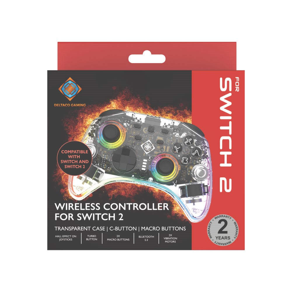 Deltaco Trådlös Gaming Controller för Nintendo Switch 2 - Genomskinlig