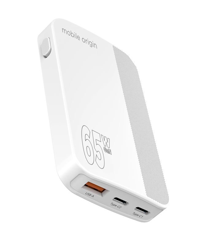 Mobile Origin Slim Charger 65W (2x USB-C, 1x USB-A) - Vit