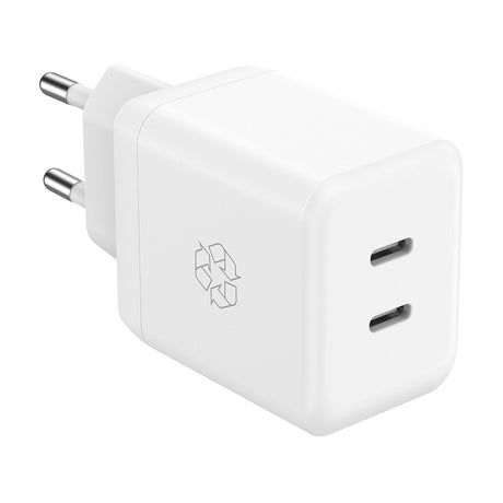 ËSSENTIALS by Upström PD 35W Återvunnen Plast Väggladdare med 2 x USB-C - Vit