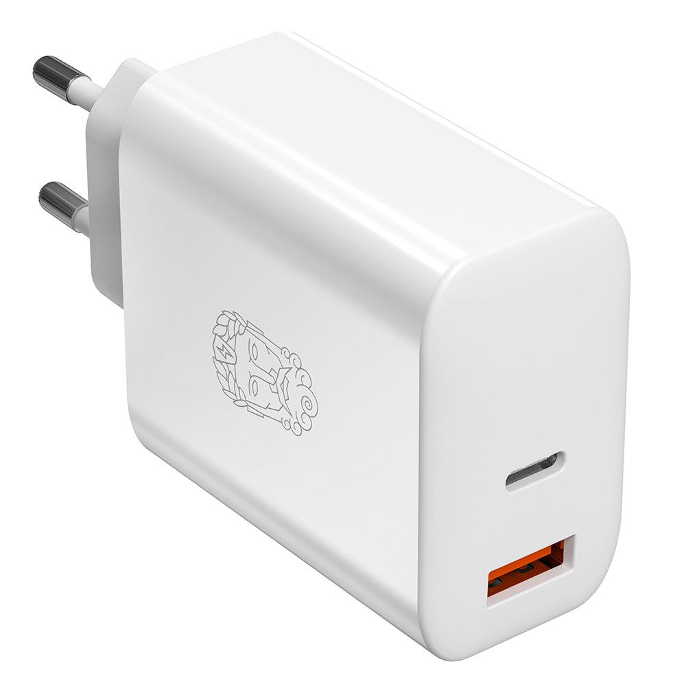 Upström Cirkulär PD 65W Återvunnen Plast Väggladdare med USB-C & USB-A - Vit