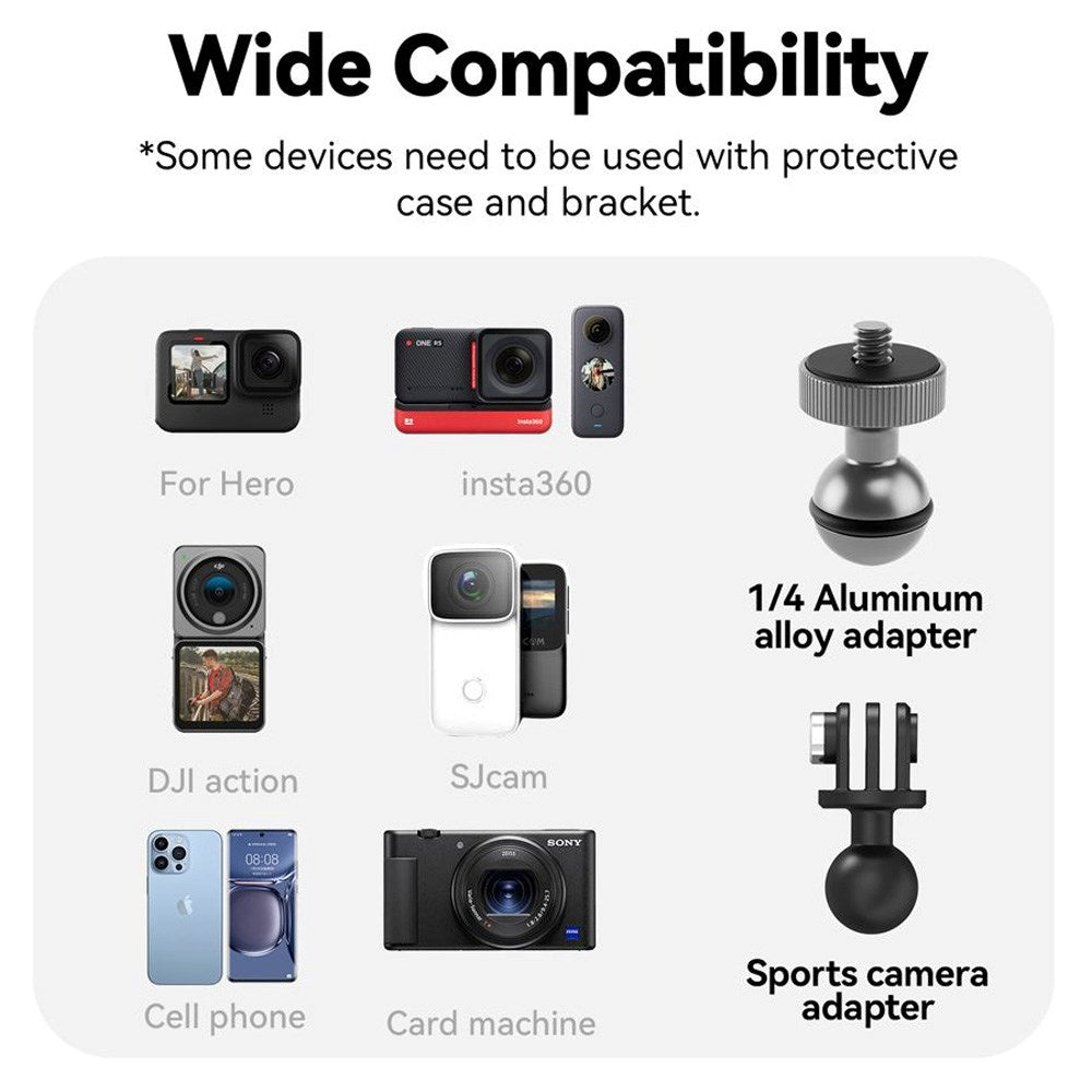 TELESIN Monteringsklämma för Actionkamera & Smartphone - Svart / Grå