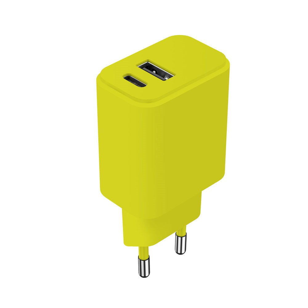 Setty 20W Väggladdare m. 1x USB-A & 1x USB-C - Lime