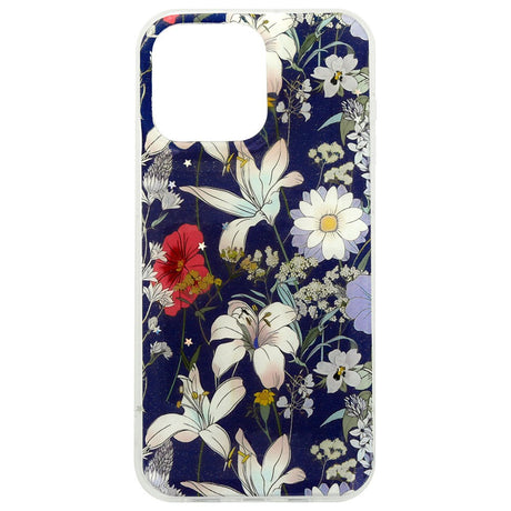iPhone 16 Pro TFO Glow Glam Skal - Blå / Blommor