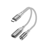 BWOO 2-i-1 USB-C till USB-C / Minijack Adapter - Grå