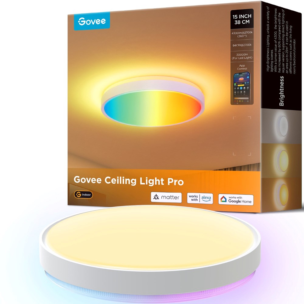 Govee Round Smart Ceiling Light - 15" - Vit