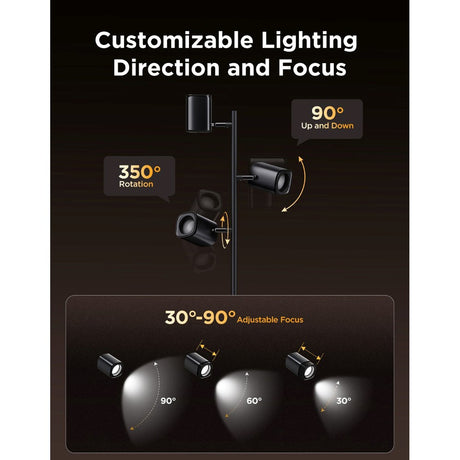 Govee Tree Floor Lamp med 3 Spottar - Svart