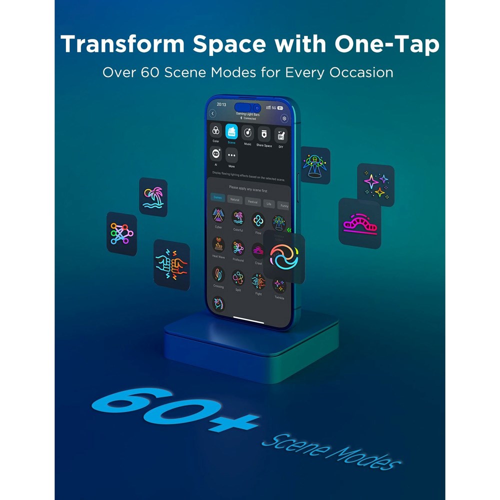 Govee Smart Gaming Light Bars Pro - Tresidig - Genomskinlig / Metall