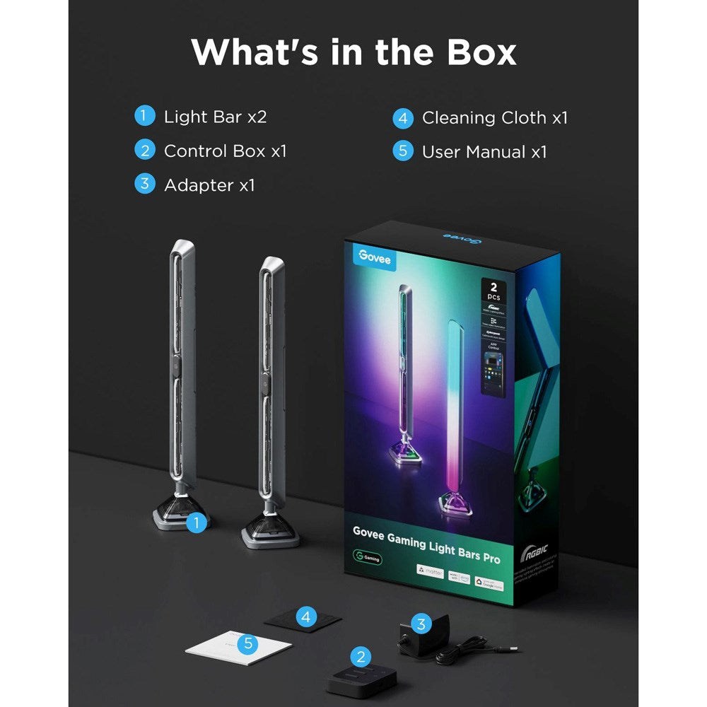 Govee Smart Gaming Light Bars Pro - Tresidig - Genomskinlig / Metall