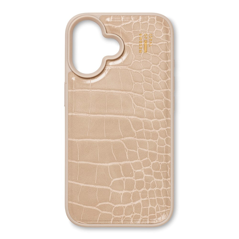 iPhone 16 iDeal Of Sweden Vegan Leather Skal - Warm Beige Croco