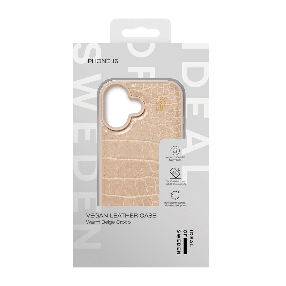 iPhone 16 iDeal Of Sweden Vegan Leather Skal - Warm Beige Croco