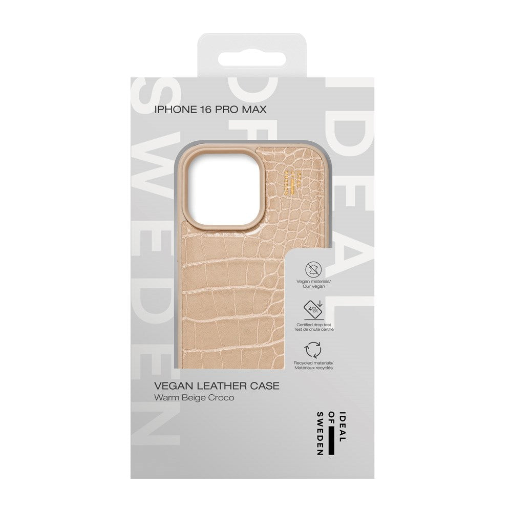 iPhone 16 Pro Max iDeal Of Sweden Vegan Leather Skal - Warm Beige Croco