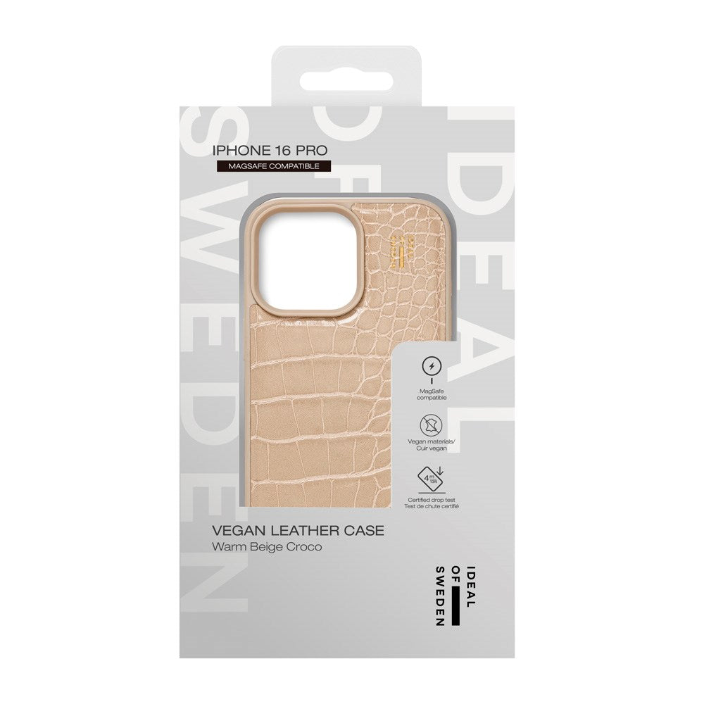 iPhone 16 iDeal Of Sweden Vegan Leather Skal - MagSafe Kompatibel - Warm Beige Croco