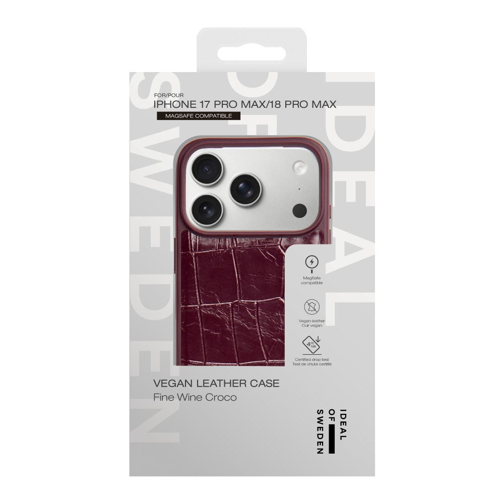 iPhone 18 Pro Max / 17 Pro Max iDeal of Sweden Vegan Leather Skal - MagSafe Kompatibel - Fine Wine Croco