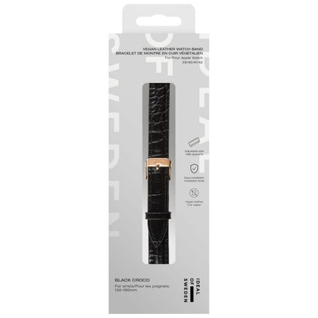 Apple Watch (38/40/SE/41/42mm) Vegan Leather Klockarmband - Black Croco