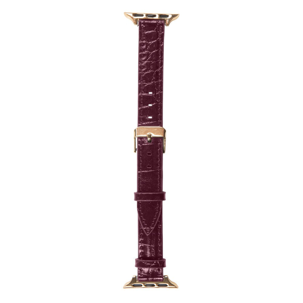 Apple Watch (38/40/SE/41/42mm) Vegan Leather Klockarmband - Fine Wine Croco
