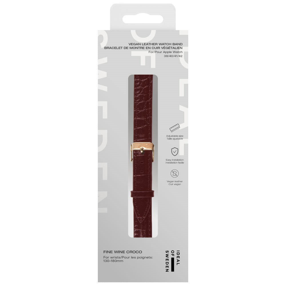 Apple Watch (38/40/SE/41/42mm) Vegan Leather Klockarmband - Fine Wine Croco