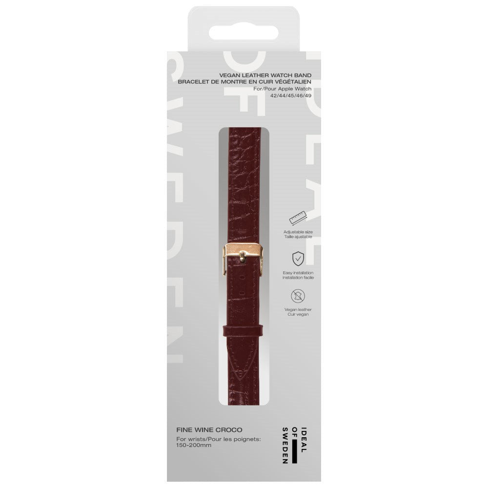 Apple Watch (42/44/SE/45/46/49mm) Vegan Leather Klockarmband - Fine Wine Croco