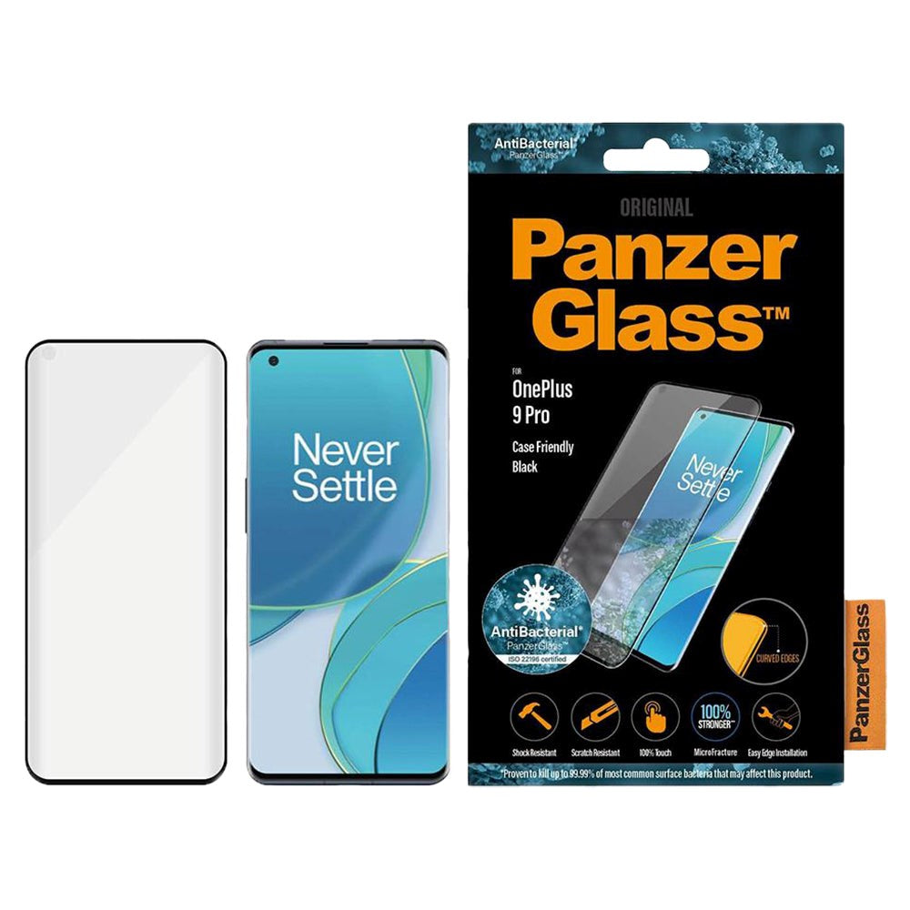 OnePlus 10 Pro / 9 Pro PanzerGlass Antibacterial Screen Protector - Case Friendly - Svart