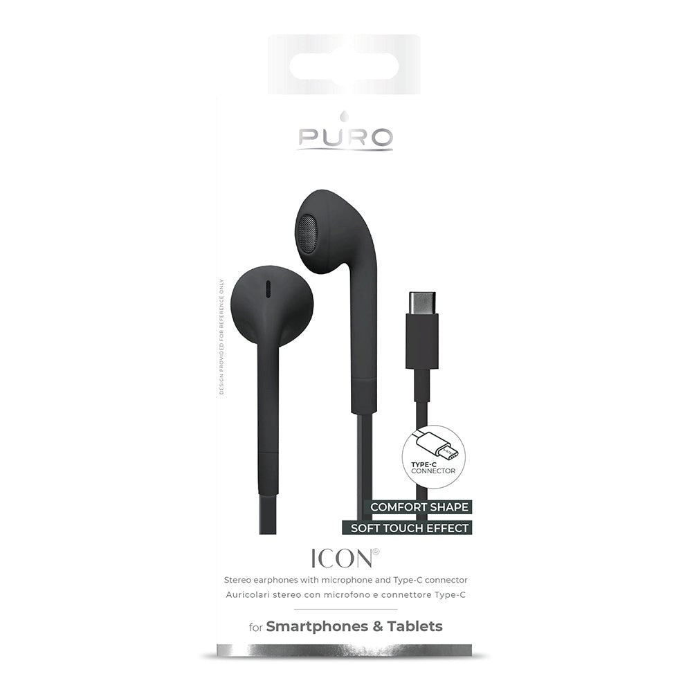 Puro Icon In-Ear Stereo Hörlurar med USB-C och Mikrofon - Svart