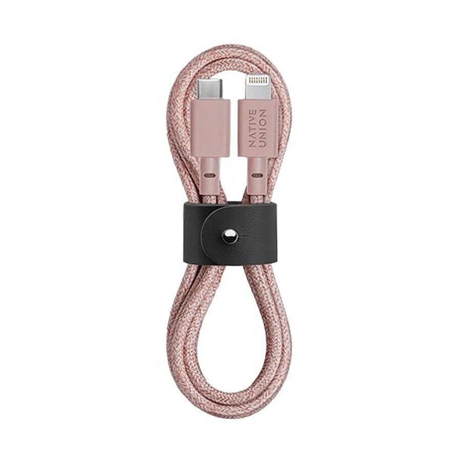 Native Union Belt Kabel USB-C till Lightning med Läderspänne 1.2 meter - Rose