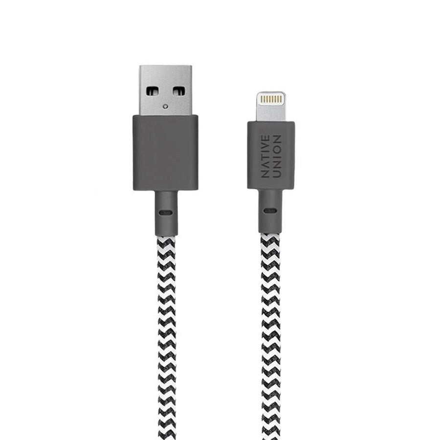 Native Union Belt Kabel USB-A till Lightning med Läderspänne 1.2 meter - Zebra