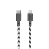 Native Union Night Kabel USB-C till Lightning med läderspänne 3 meter. - Zebra