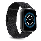 Apple Watch (42/44/SE/45/46/49mm) Puro Loop Rem Flätat Tyg - Svart